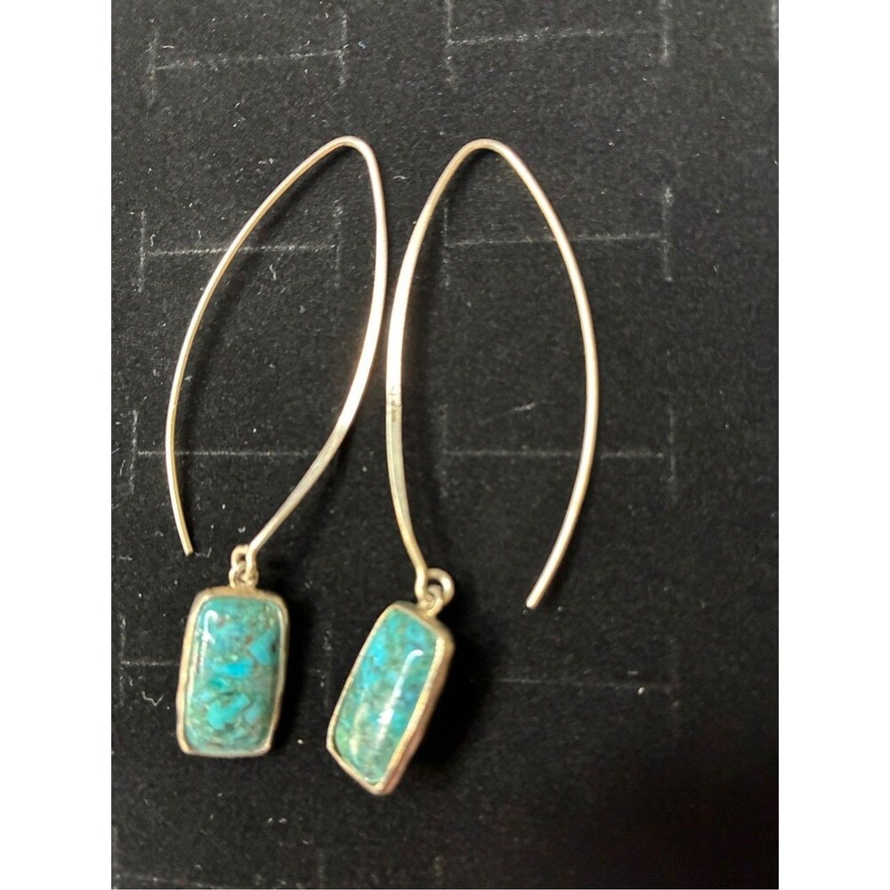 Silpada Turquoise Drop Earrings in sterling silver-frame. Vintage
